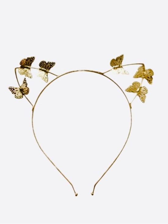 Accessories - Gold Tone Butterfly Cat Ear Headband/Headpiece Festival Cosplay Fun Fabulous.